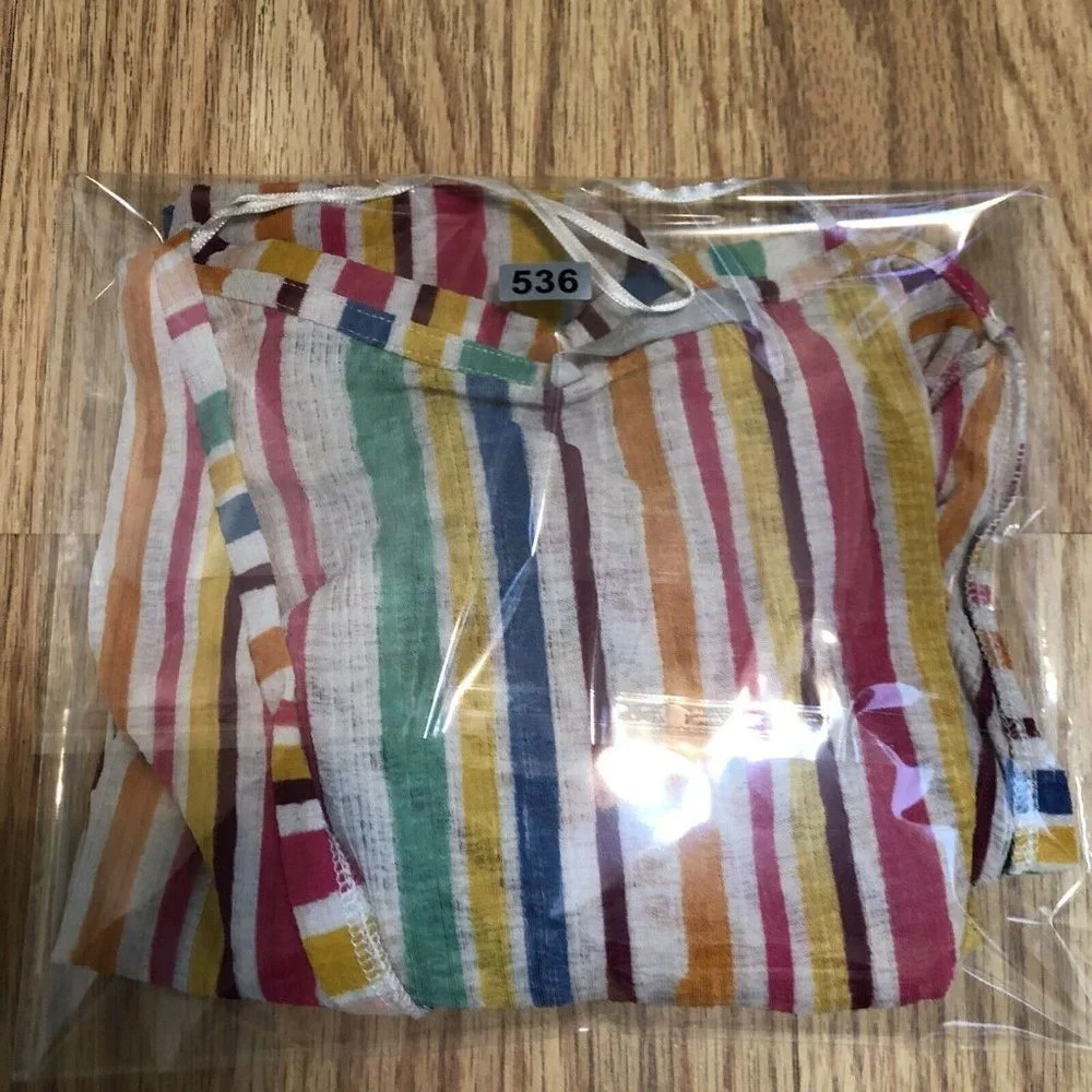 zara wb collection rainbow trim sleeve semi sheer material V Neck Size Small S - Picture 8 of 8